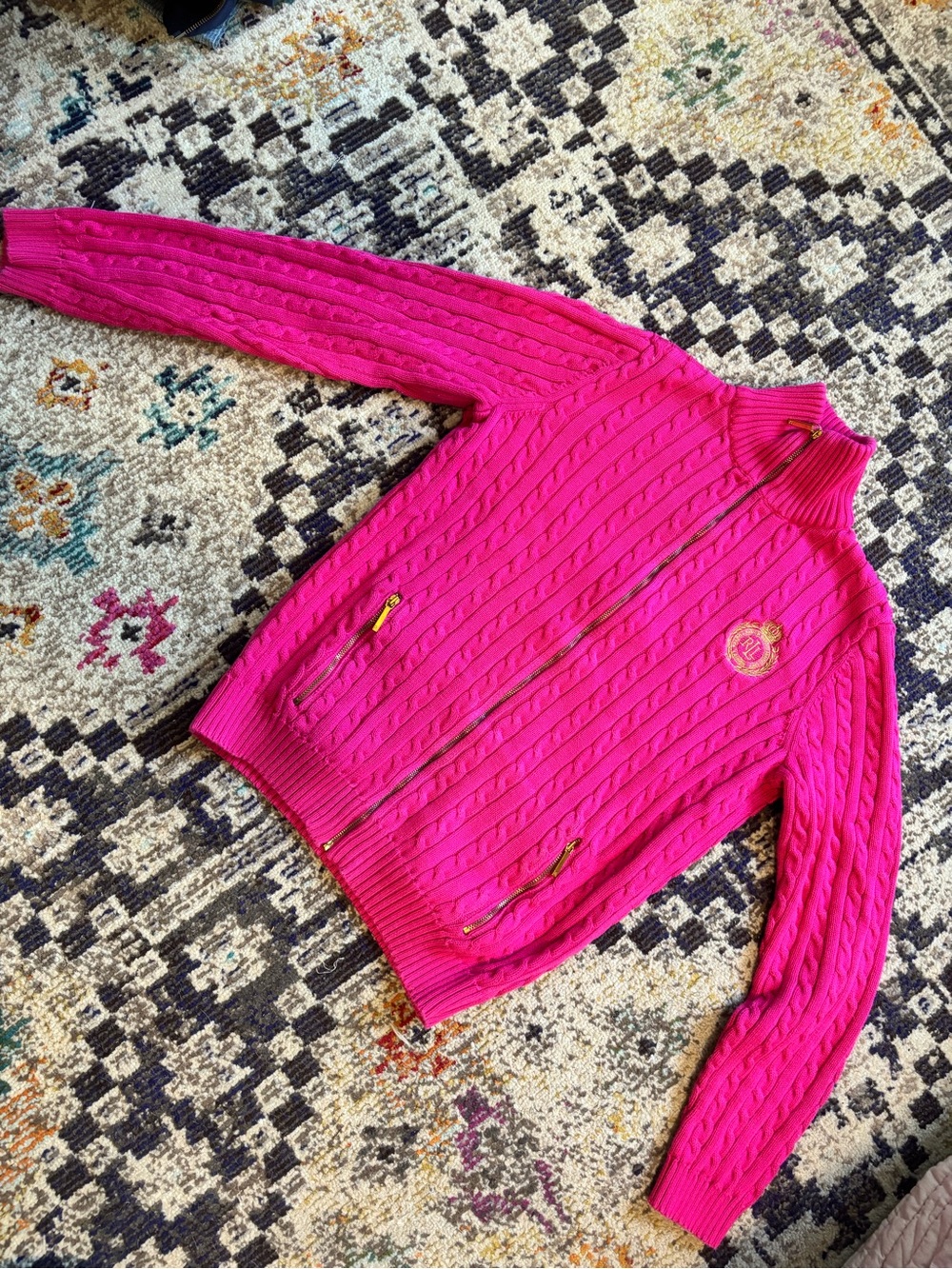 Lauren Ralph Lauren pink zip sweater- Medium